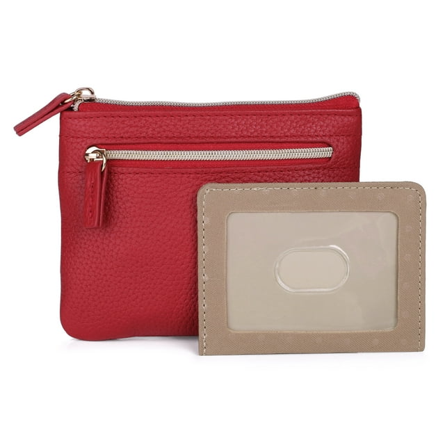 Dopp Women's Pik-Me-Up Large ID Coin Card Case Leather, Red