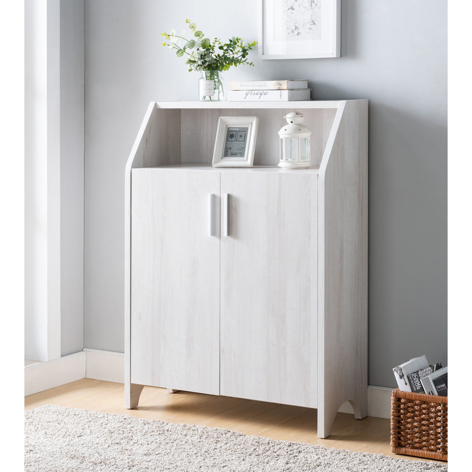 ID USA 182313 Shoe Cabinet White Oak