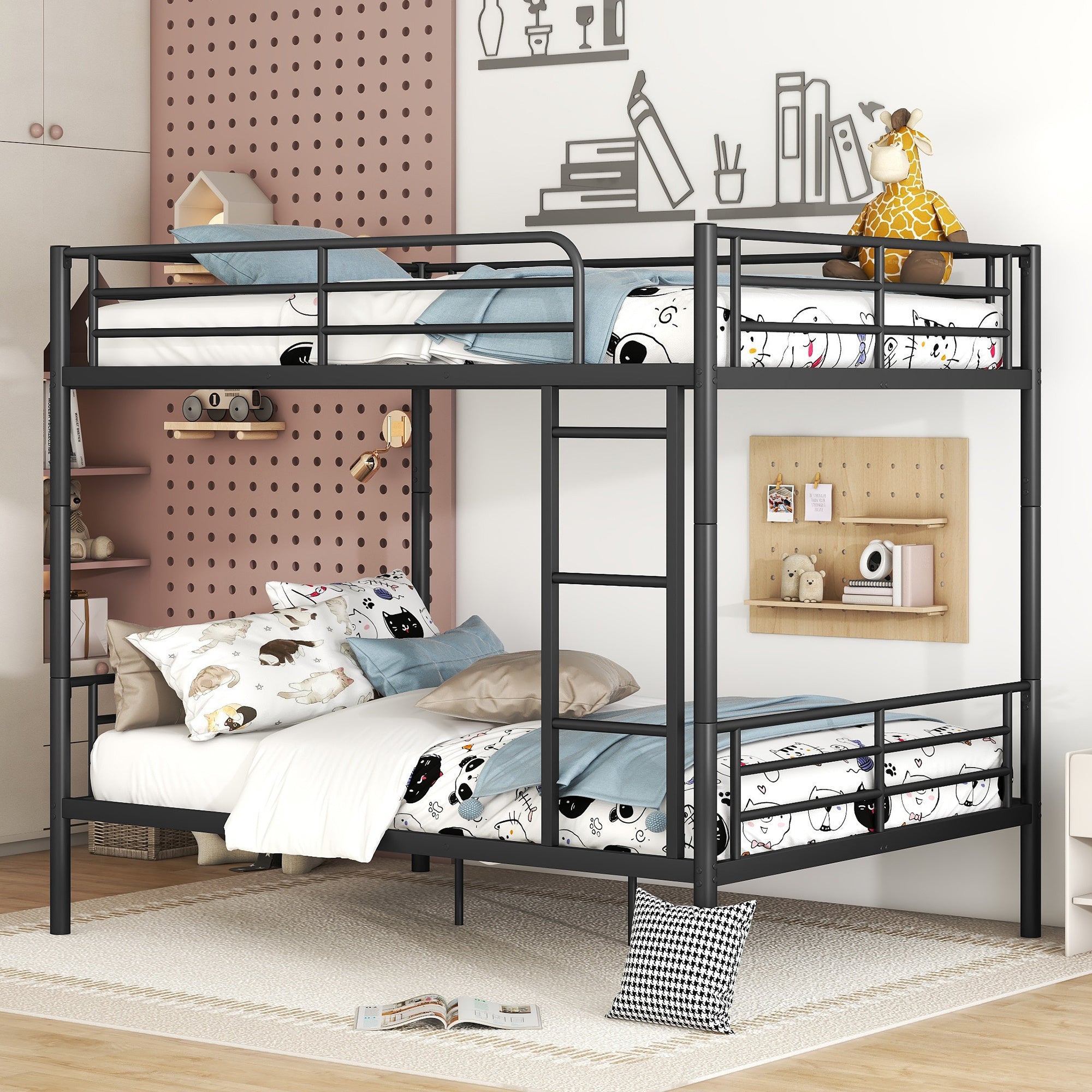 Full Over Full Metal Bunk Bed, Black