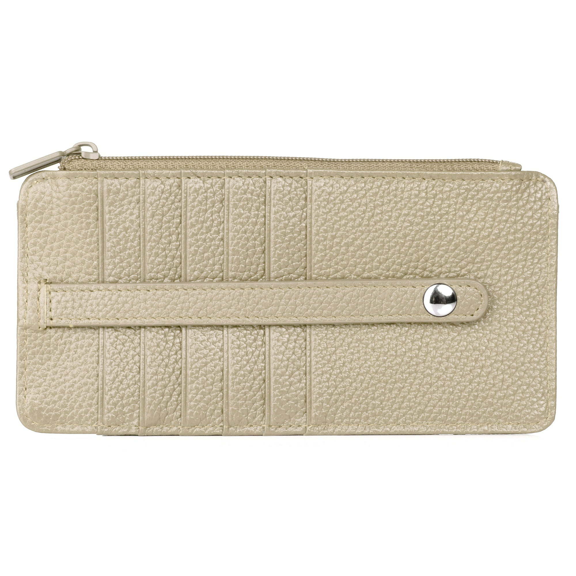 Julia Buxton Women's Hudson Pik-Me-Up Thin Card Holder Leather, White Pepper