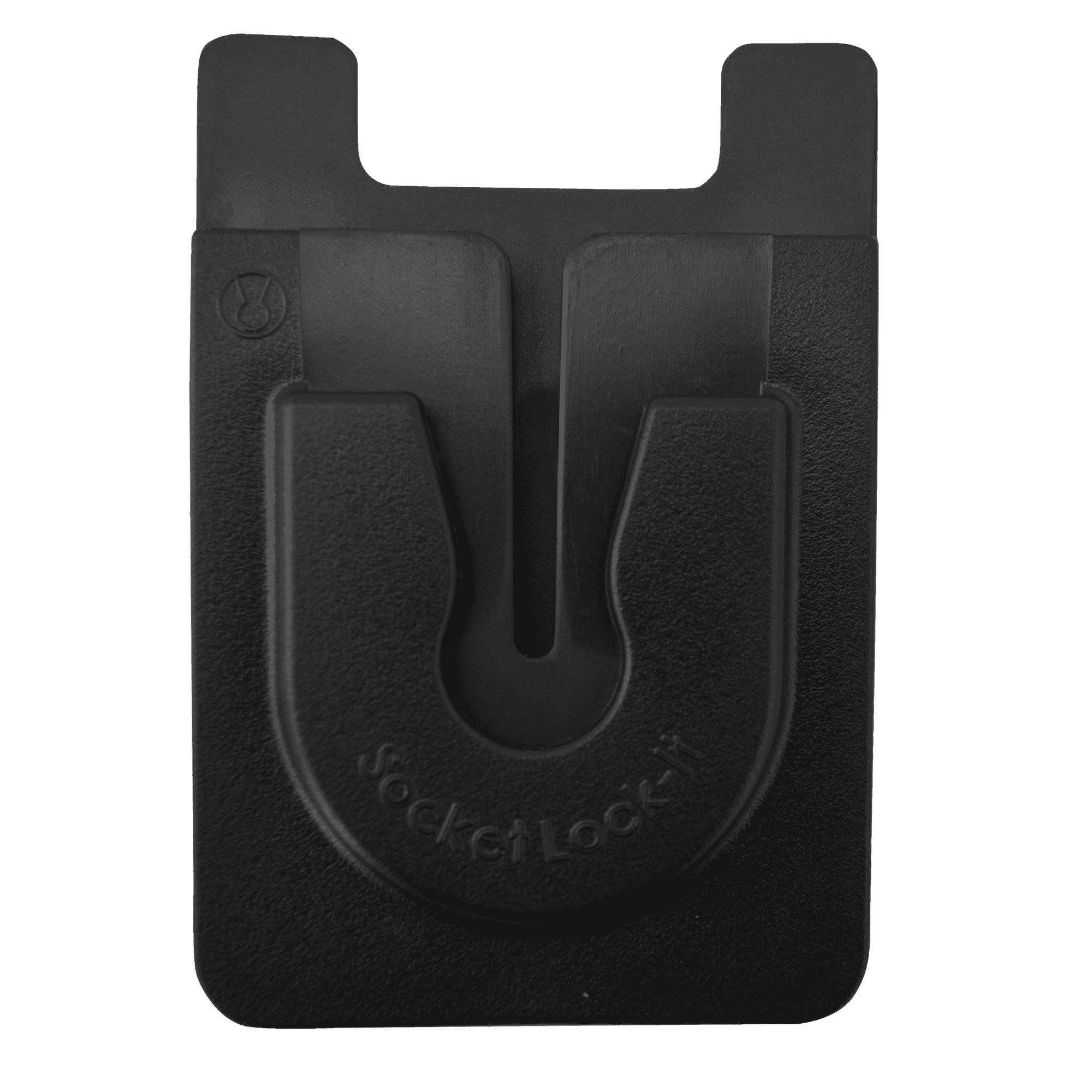 Lock-It Black: Exchangeable Phone Wallet, Velcro, Wireless Charging, Fits Standard Grips