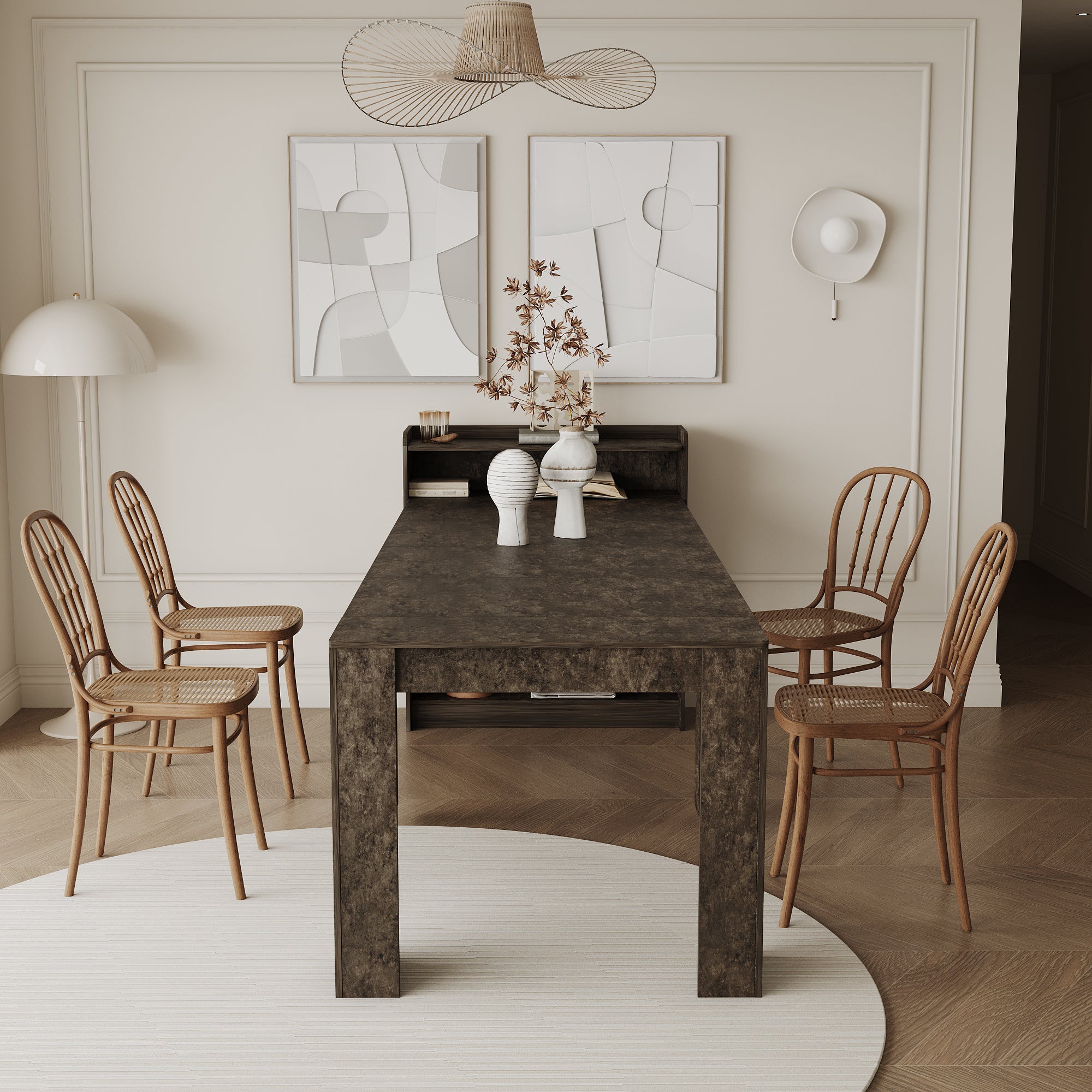 Modern Extendable Dining Table with Storage