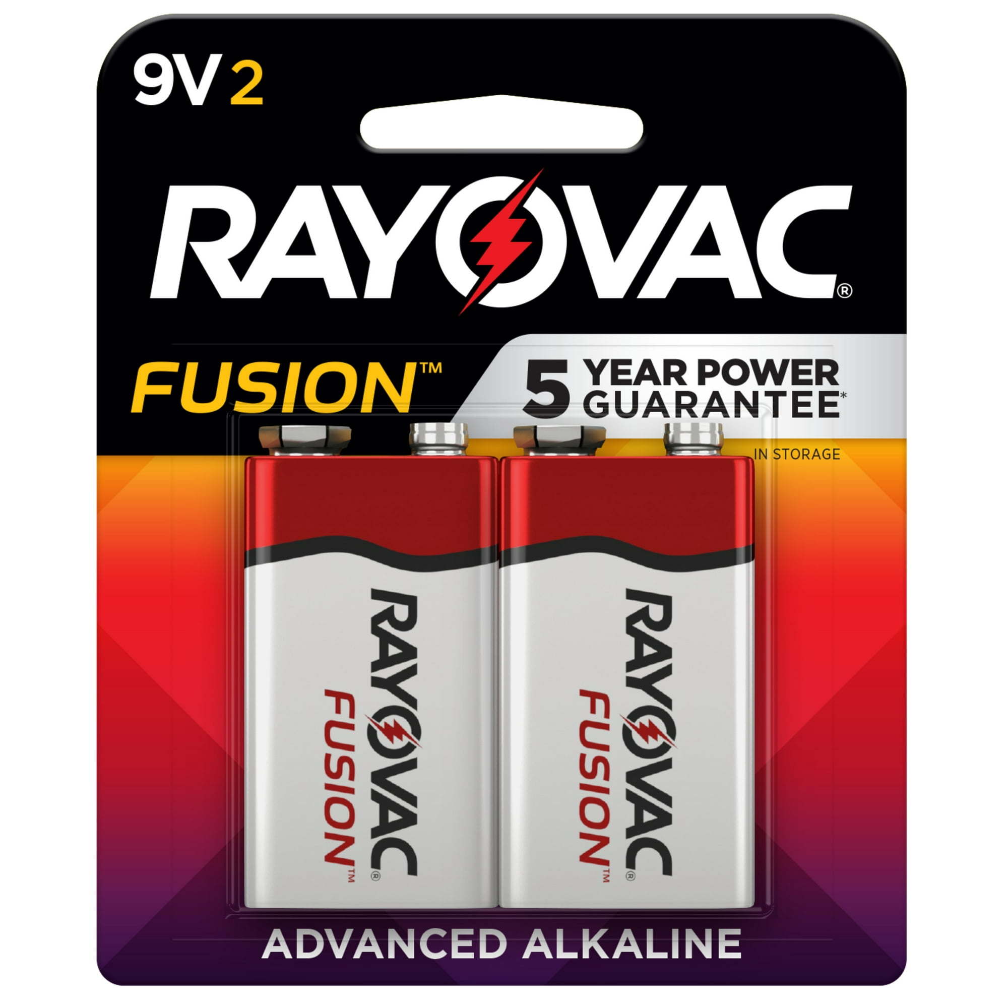 Rayovac Fusion 9V Batteries (2 Pack), Alkaline 9 Volt Batteries