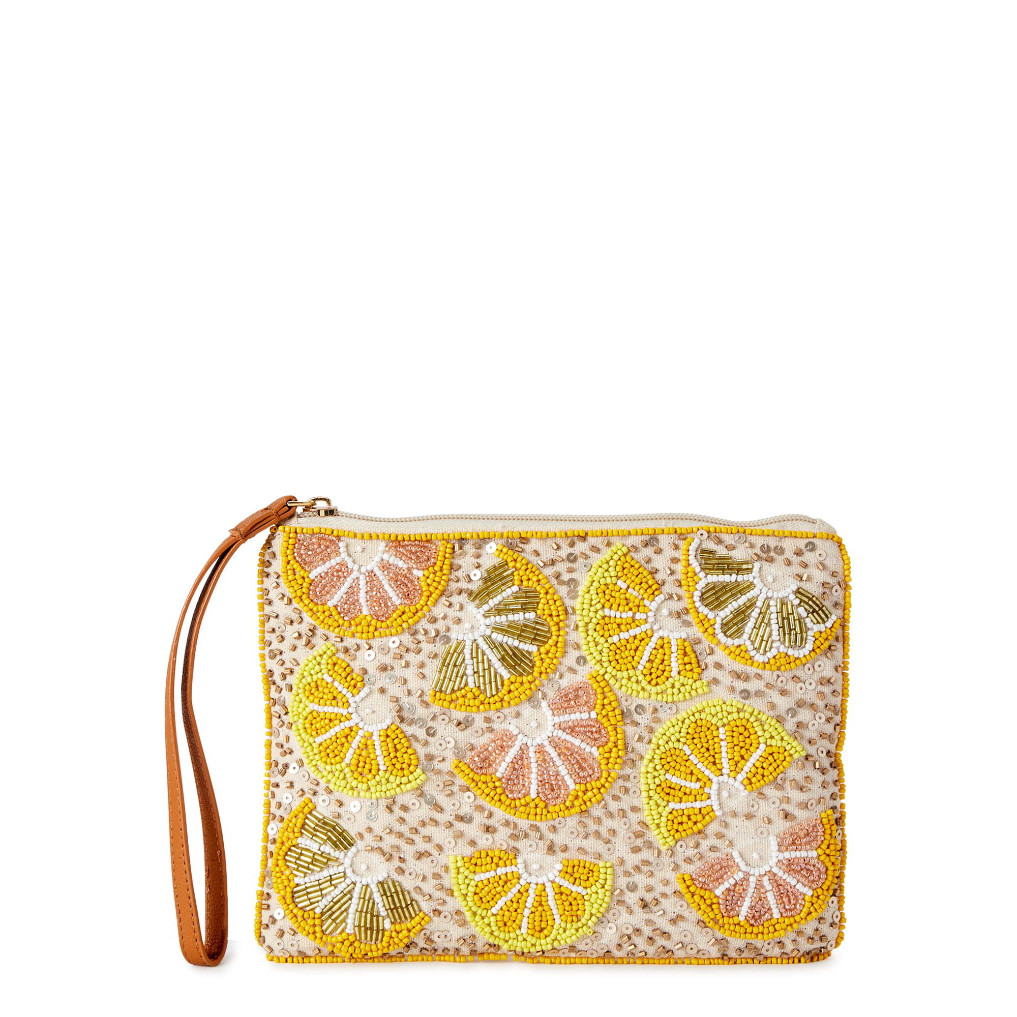 Lulu Women's Sequin Polyester Wristlet Lemon