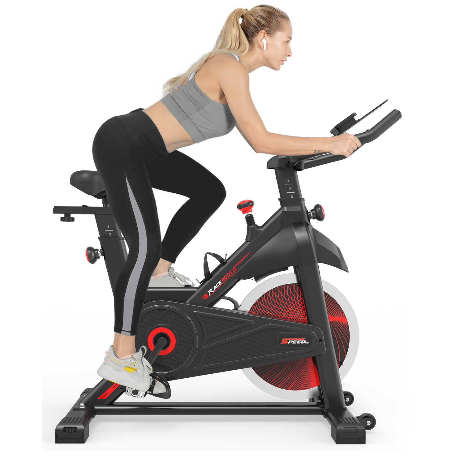 Indoor Cycling Exercise Bike Stationary, Home Gym Workout Fitness Bike with Comfortable Cusion, LCD Display and Hand Pulse