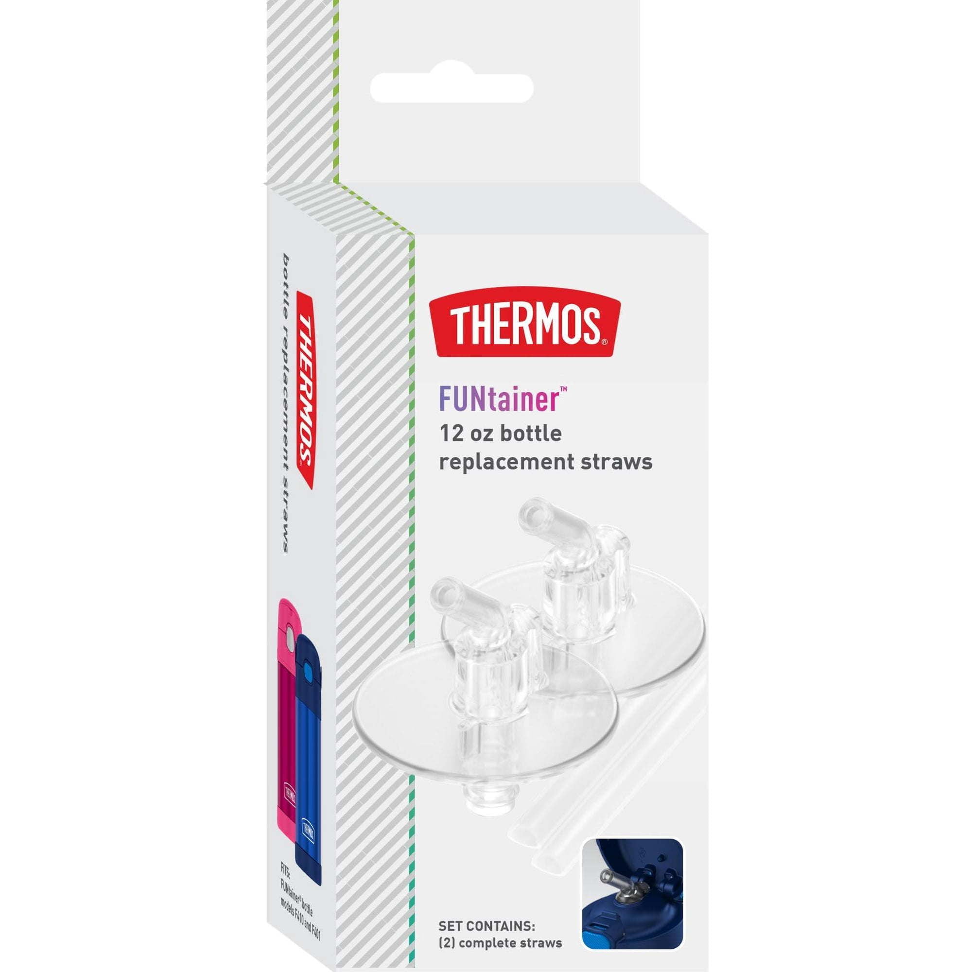 Thermos 12 OZ Funtainer Replacement Straws, 2 Pack