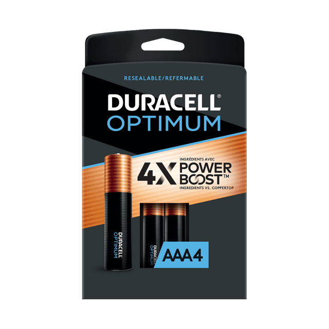 Duracell Optimum AAA Battery with 4X POWER BOOST™, 4 Pack Resealable Package