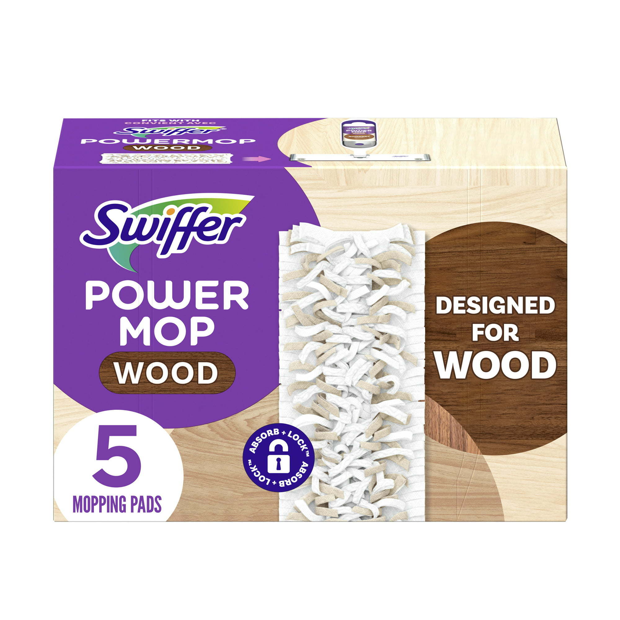 Swiffer Power Mop Wood Mopping Head Scrubbing Strips Refills, 5 Count