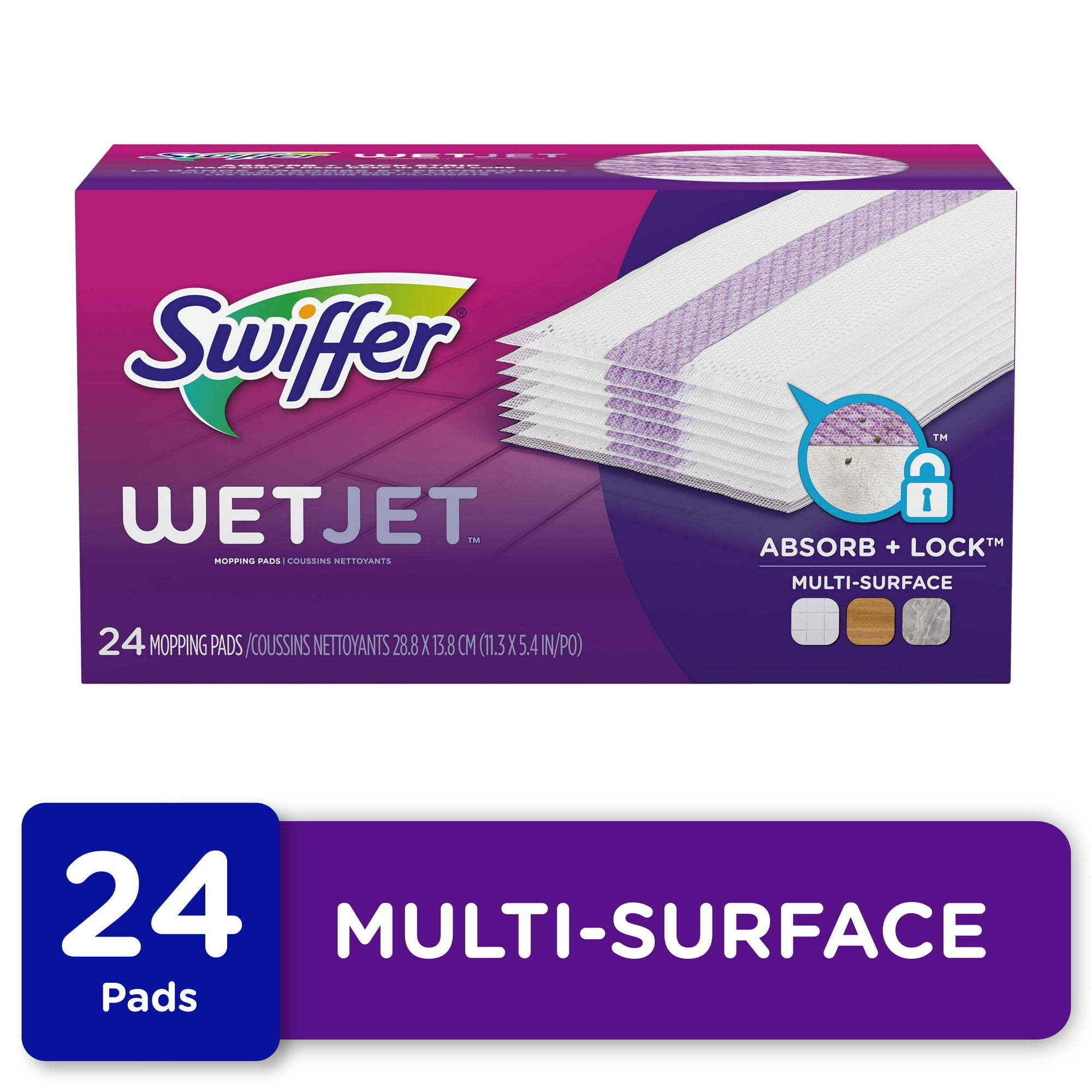 Swiffer WetJet Multi-Surface Floor Cleaner Pad Refill, 24 Count, Fresh Scent