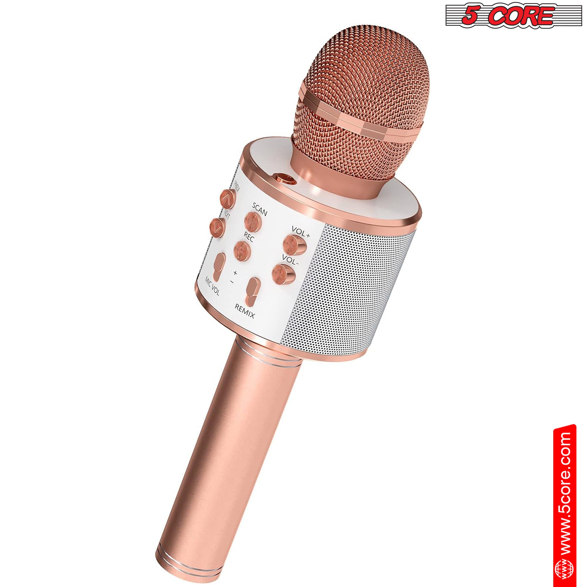 5 Core Karaoke Wireless Microphones Bluetooth • w Stereo Mic Speaker • Portable Recording Microfono Inalambrico • SD Card & USB • Gifts Music Toys for Kids and Adults All Age- WM SPK COPPER