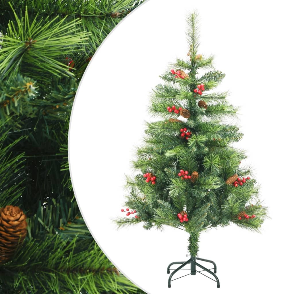 Artificial Hinged Christmas Tree with Cones and Berries 59.1"