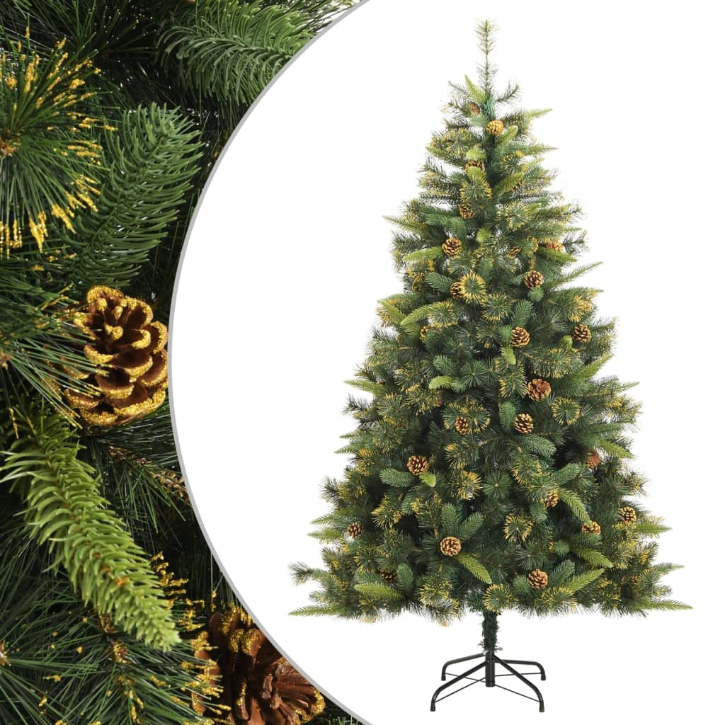 Artificial Hinged Christmas Tree with Cones 94.5"