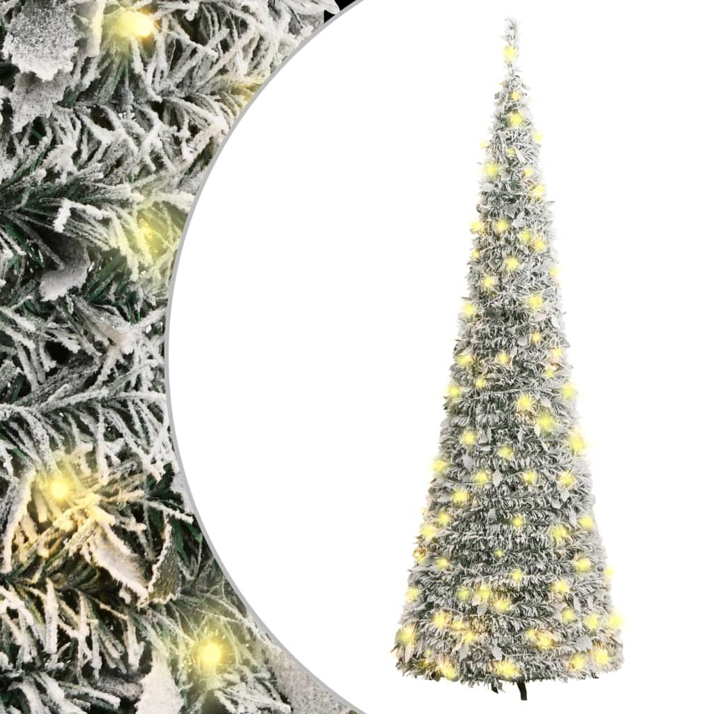 Artificial Christmas Tree Pop-up Flocked Snow 150 LEDs 70.9"