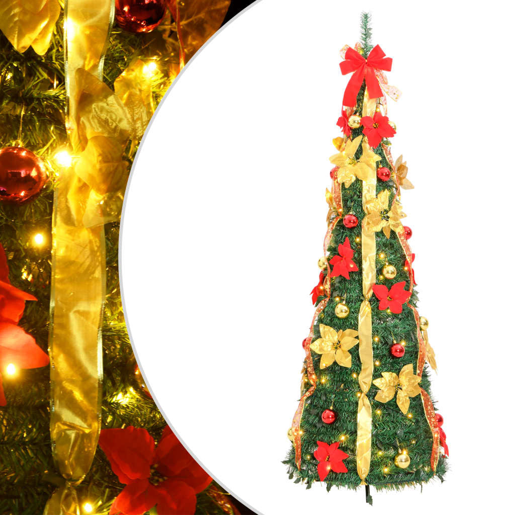 Artificial Christmas Tree Pop-up 100 LEDs Green 59.1"