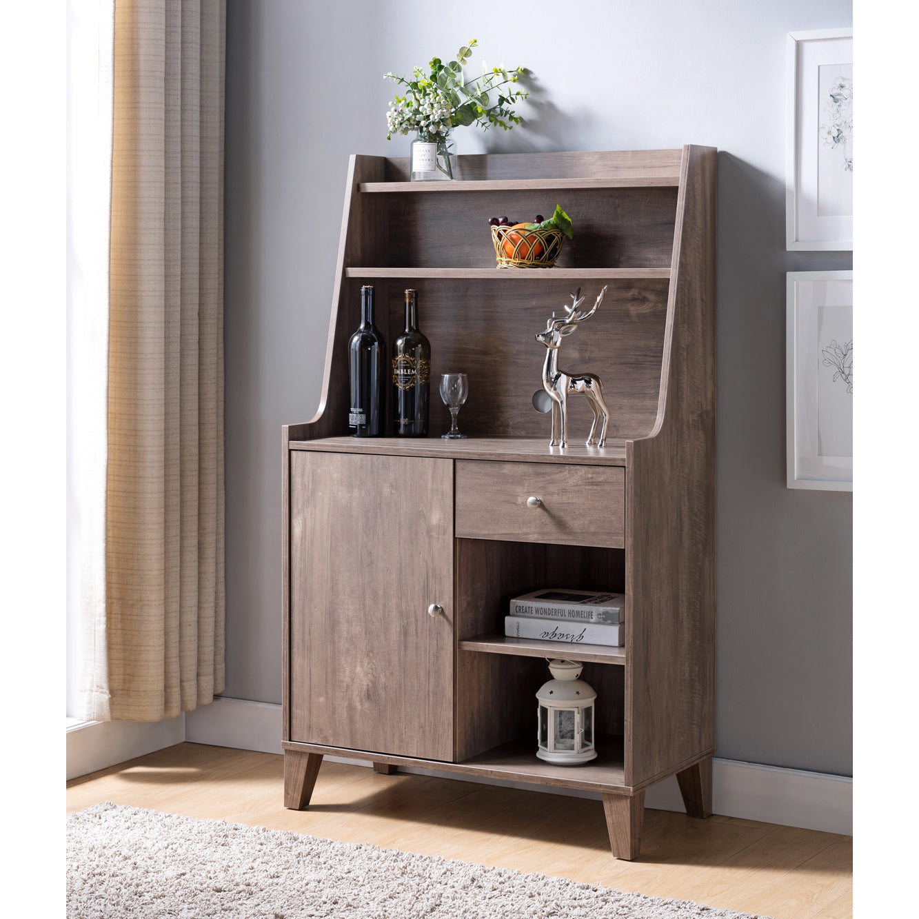 ID USA 182329 Wine Cabinet Hazelnut