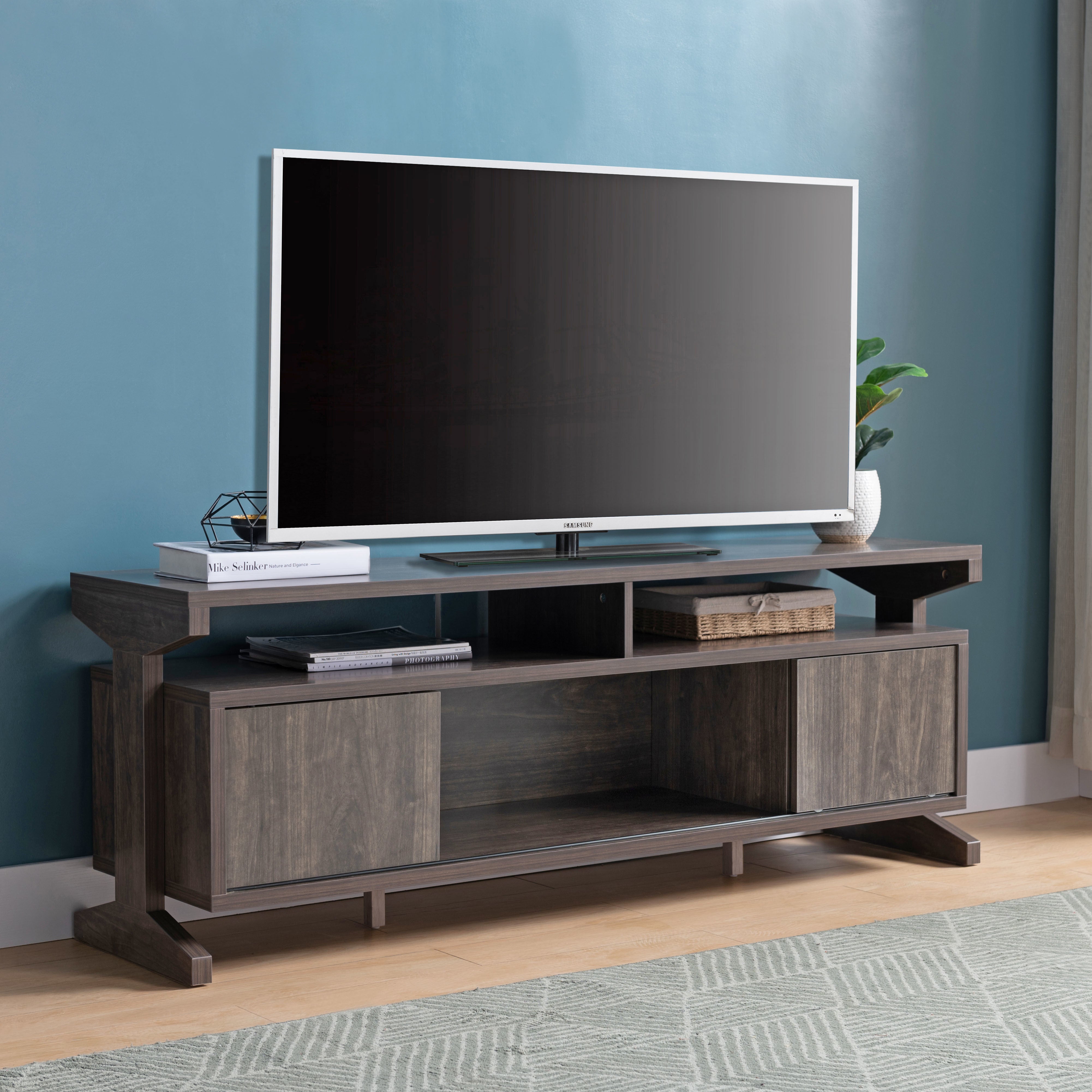 ID USA 213035 TV Stand Brown Walnut