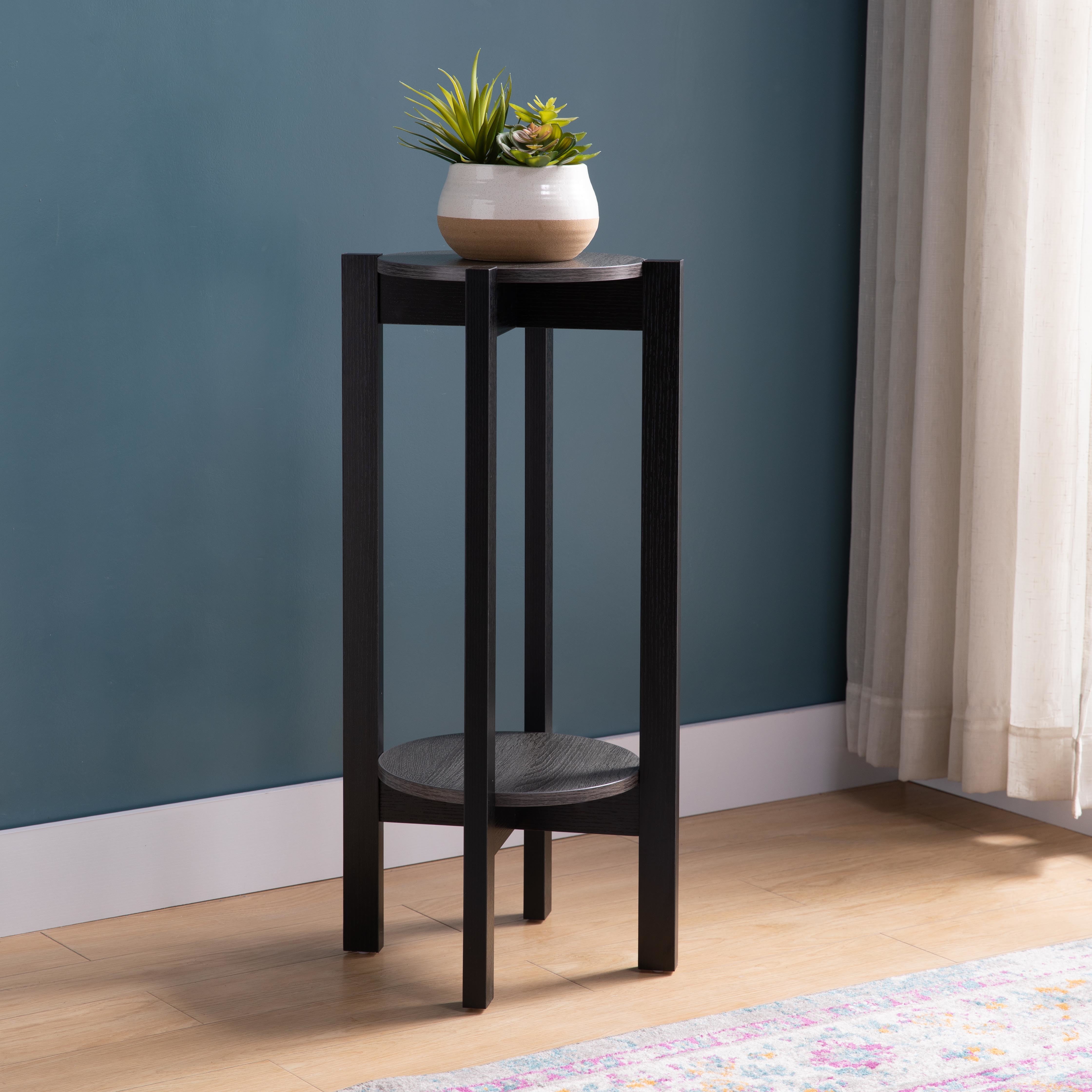 ID USA 223056 Plant Stand Distressed Grey & Black