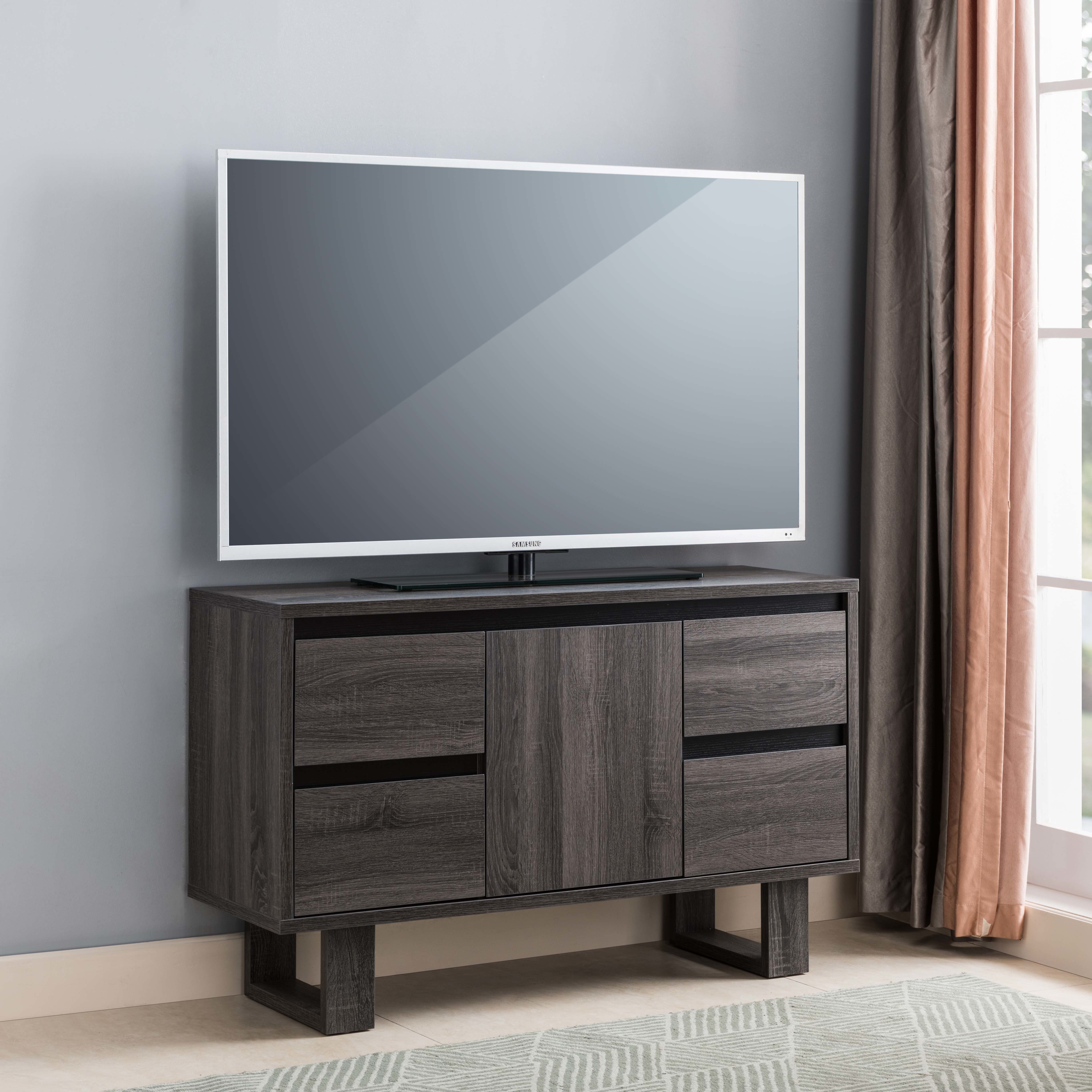 ID USA 212887 TV Stand Distressed Grey & Black