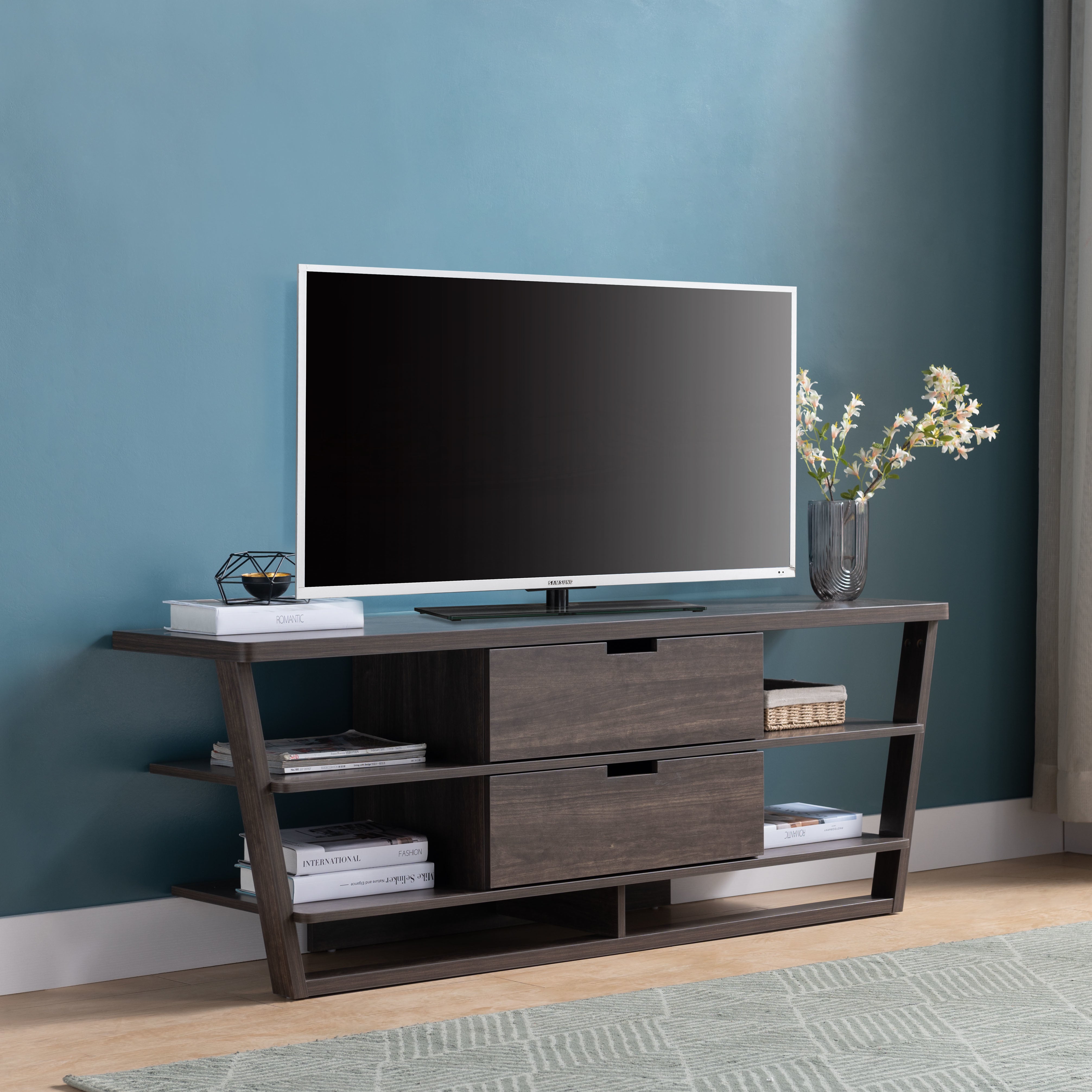 ID USA 213032 TV Stand Brown Walnut