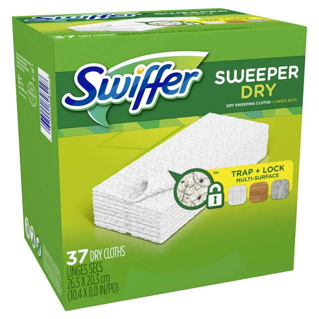 Swiffer Sweeper Dry Sweeping Pad Multi Surface Refills for Dusters Floor Mop, Unscented, 37 Count