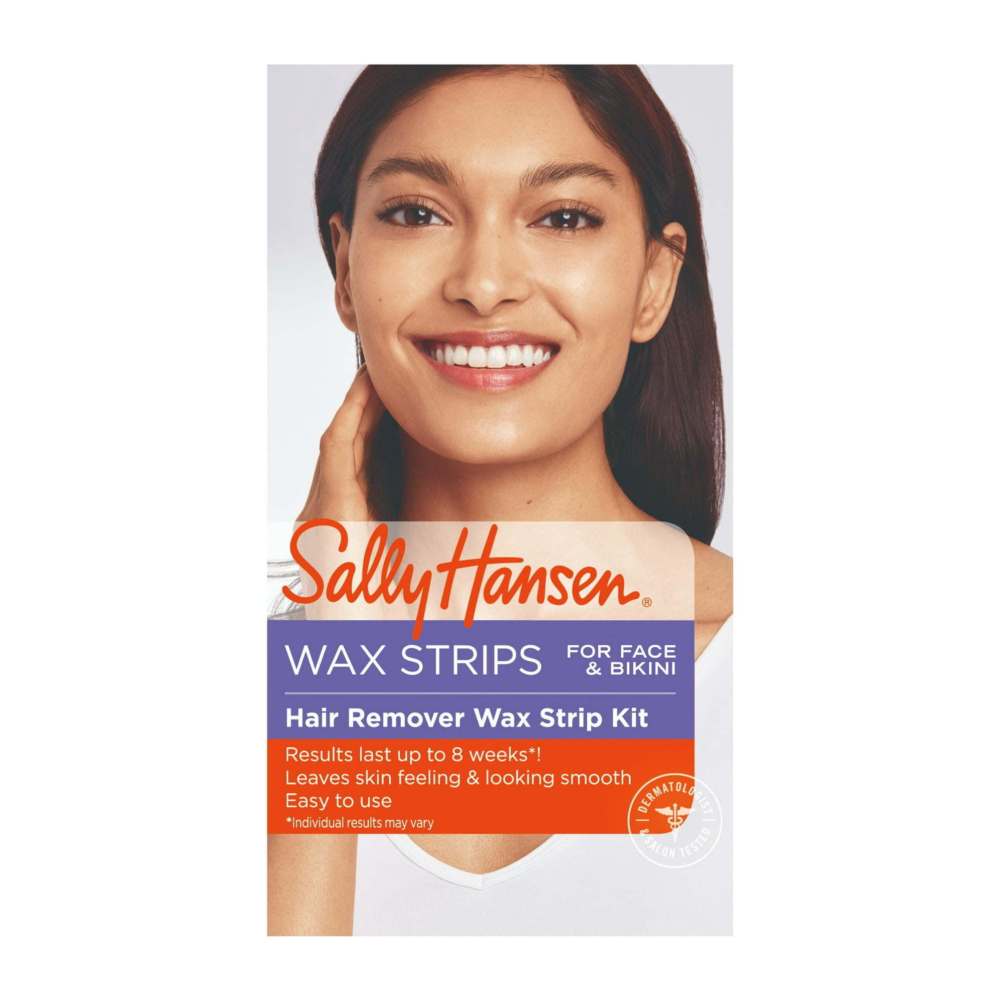 Sally Hansen Hair Remover Wax for Face, Body, and Bikini, Pack of 34 Wax Strips, Salon Quality Results