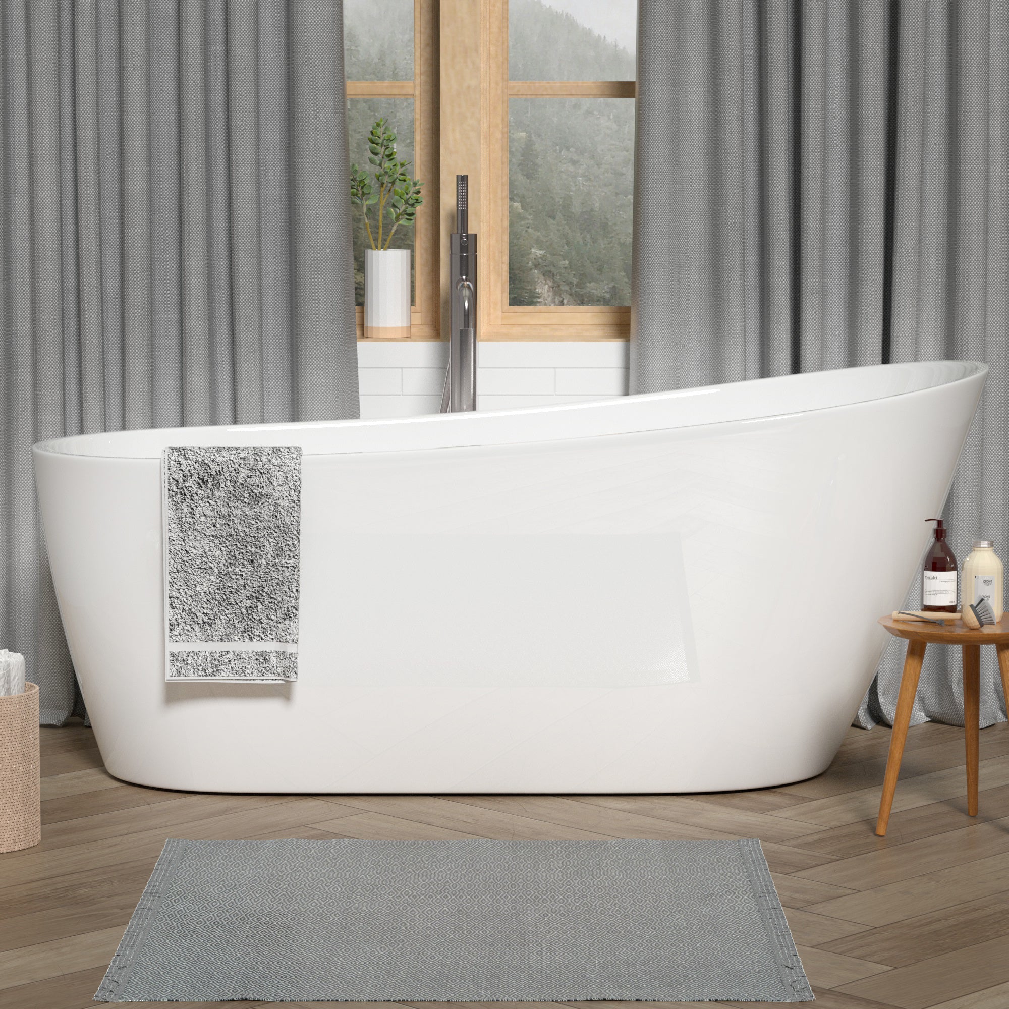 Acrylic Freestanding Soaking Bathtub-55 white