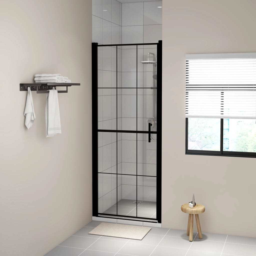 Shower Door Tempered Glass 35.8"x76.8" Black