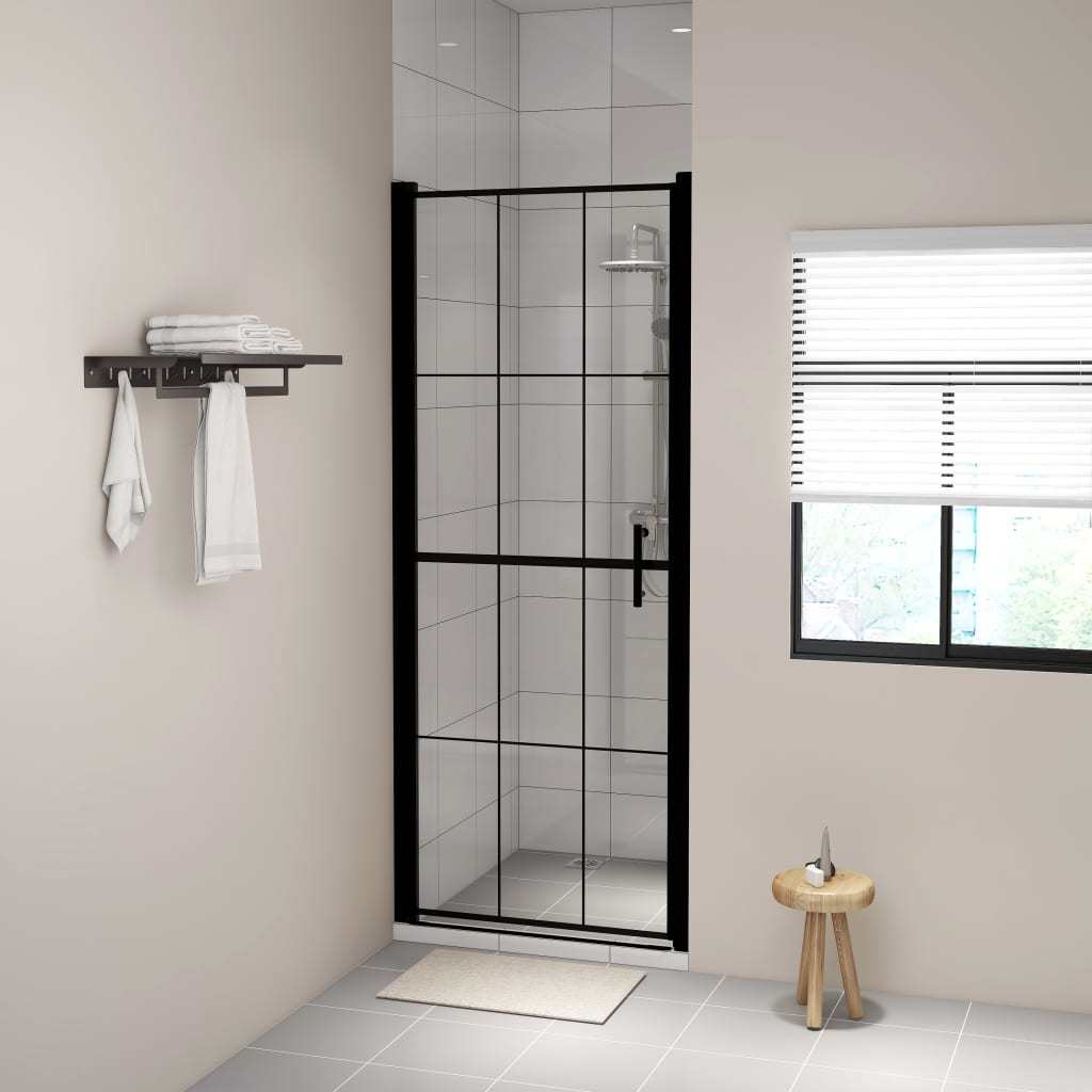 Shower Door Tempered Glass 31.9"x76.8" Black