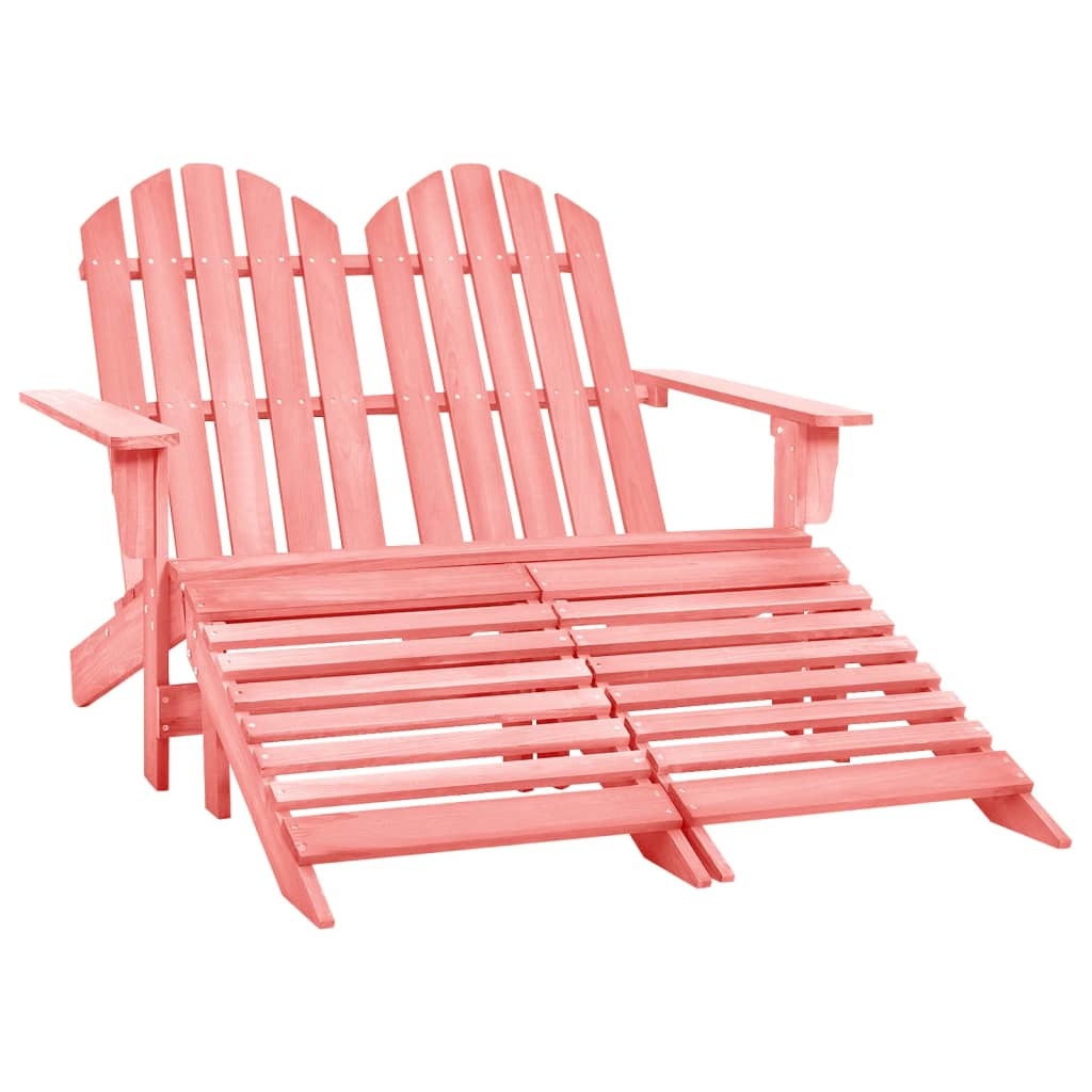 2-Seater Patio Adirondack Chair&Ottoman Fir Wood Pink