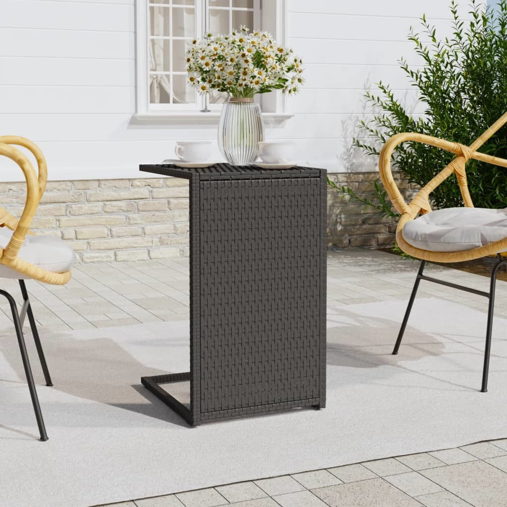 C Table Black 15.7"x13.8"x23.6" Poly Rattan