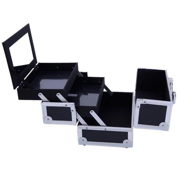 dropship Portable travel makeup box cosmetics box with mirror can be folded to storage box