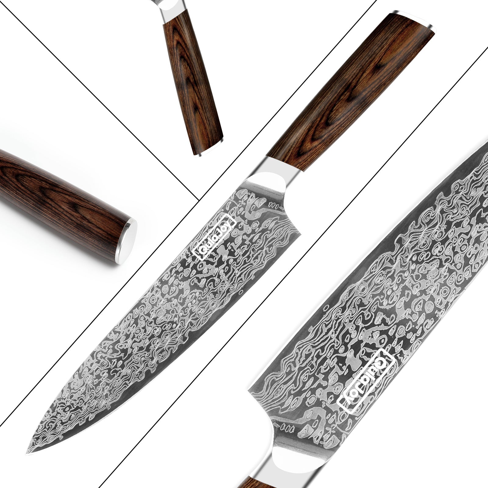 Qulajoy Japanese Chef Knife Kitchen Knife High Carbon German Steel Cooking Knives Damascus Pattern Japanese Knife With Ergonomic Handle For Home Kitchen Outdoor