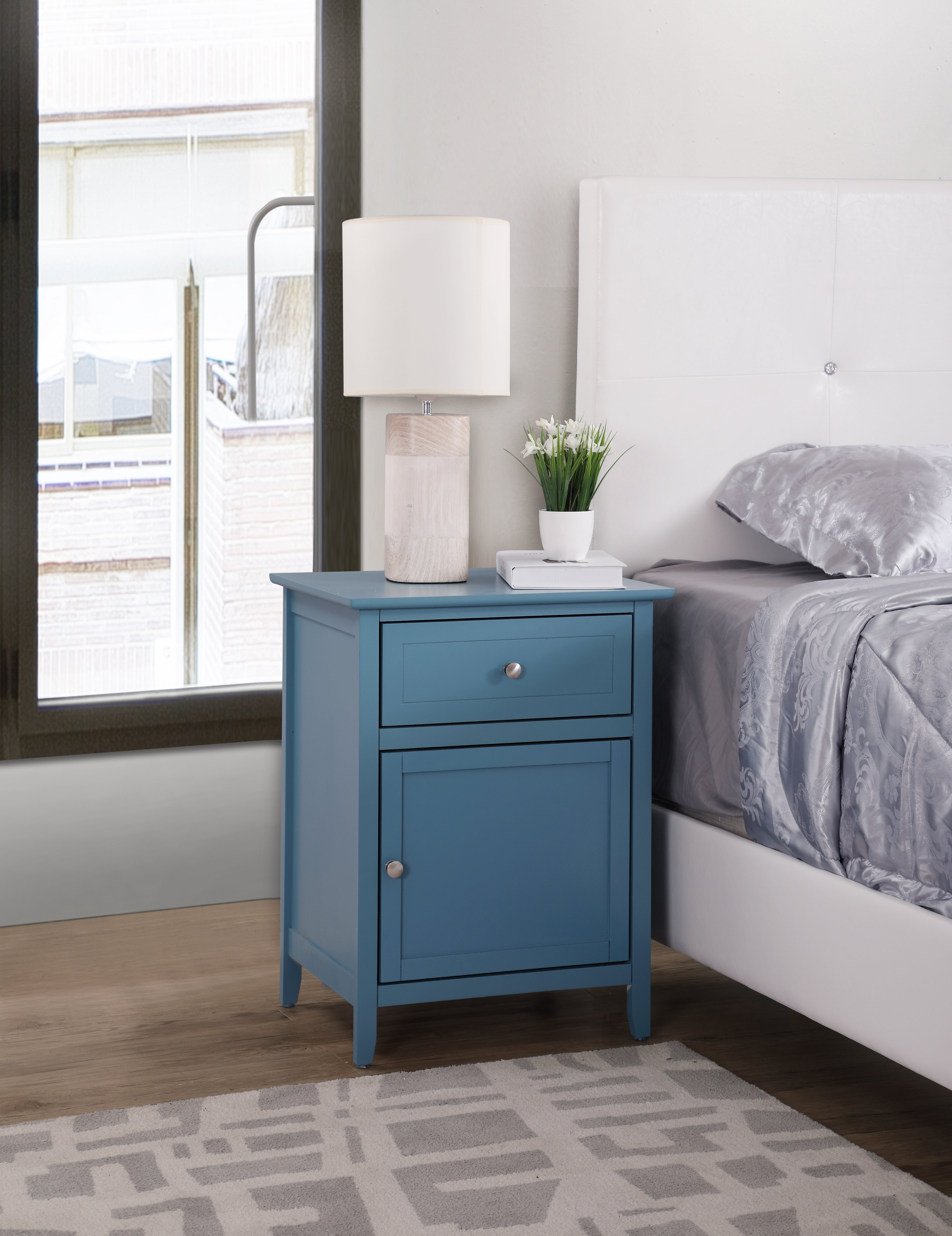 Glory Furniture Izzy G1416-N-80 1 Drawer /1 Door Nightstand , Teal