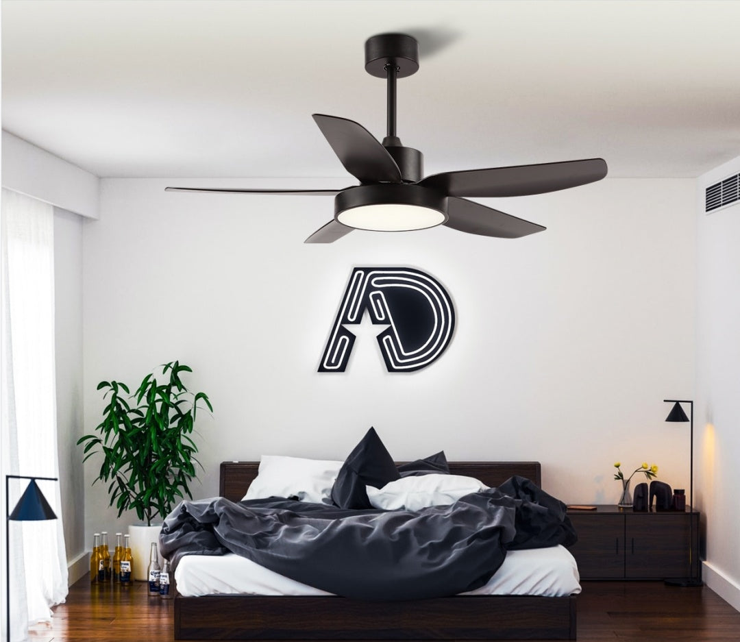 46 Inch Ceiling Fan with LED Lights(Black)