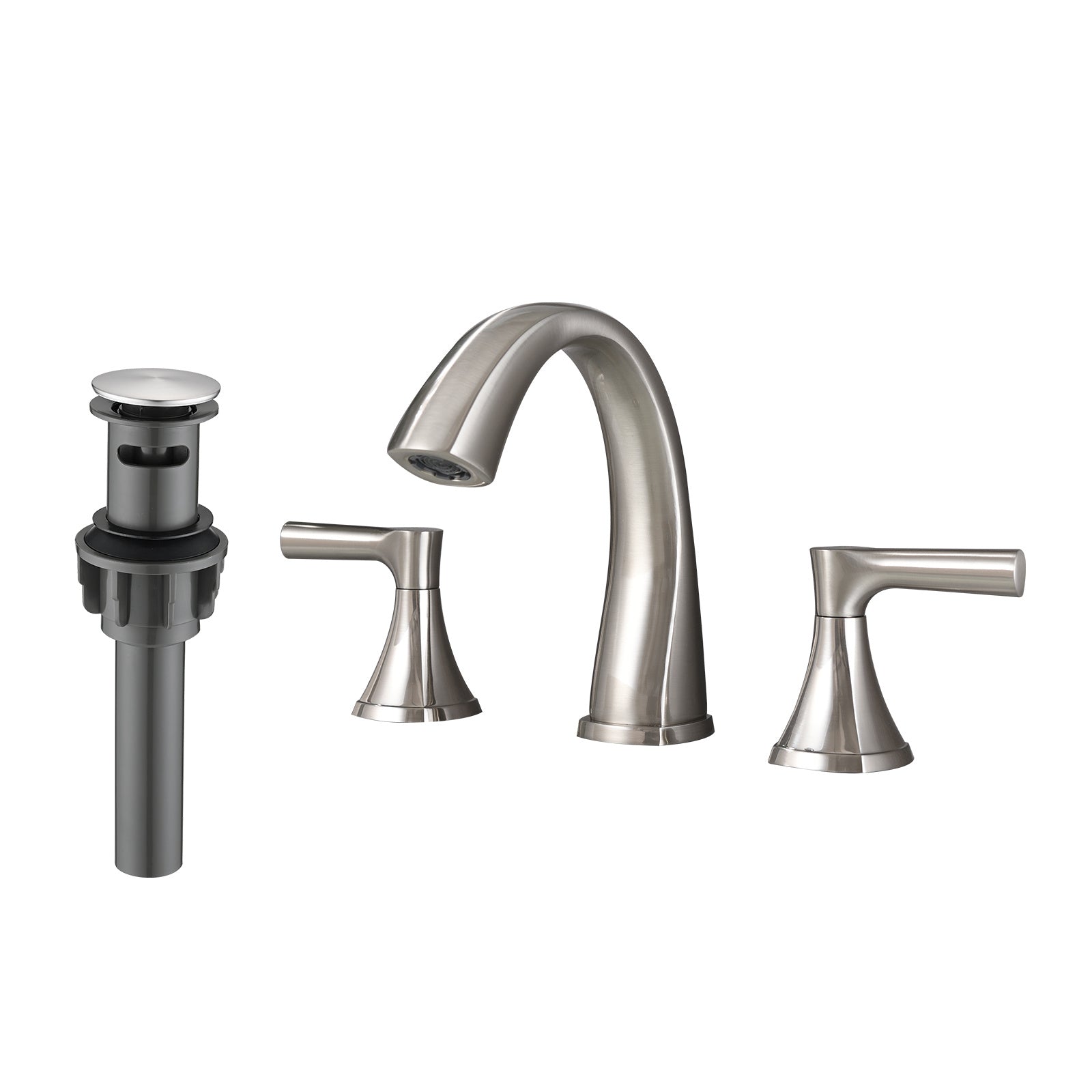 Widespread Bathroom Sink Faucets Two Handle 3 Hole Vanity Bath Faucet with Drain Assembly (Brushed Nickel)