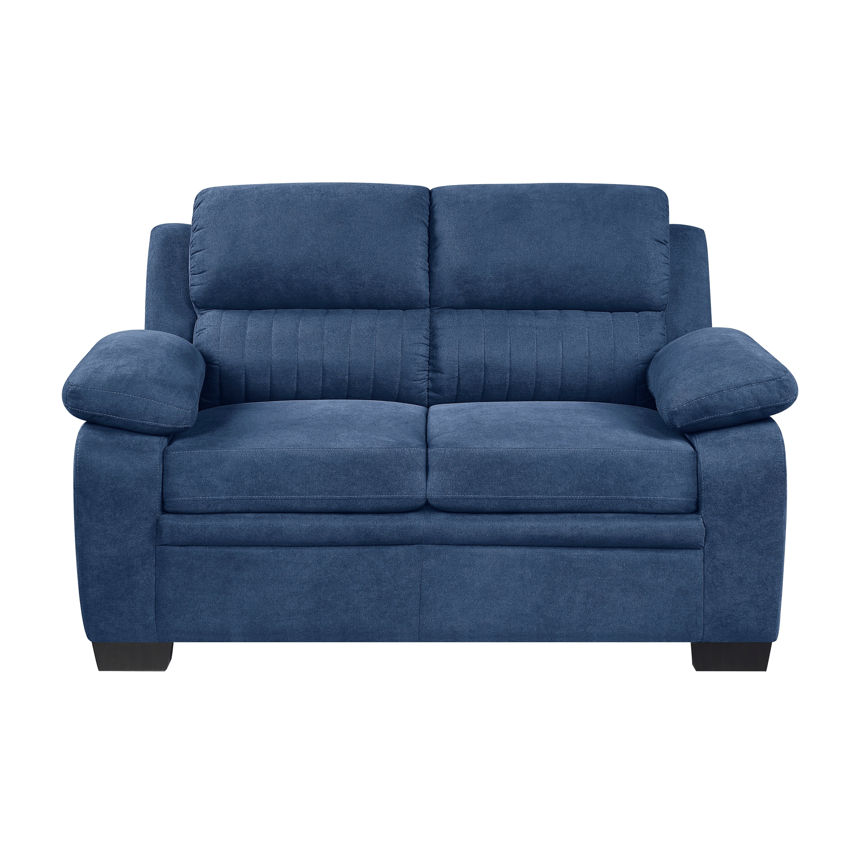 Comfortable Plush Seating Loveseat 1pc Modern Blue Textured Fabric Channel Tufting Solid Wood Frame Living Room Furniture