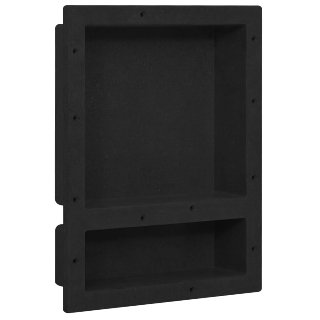 Shower Niche with 2 Compartments Matt Black 16.1"x20.1"x3.9"