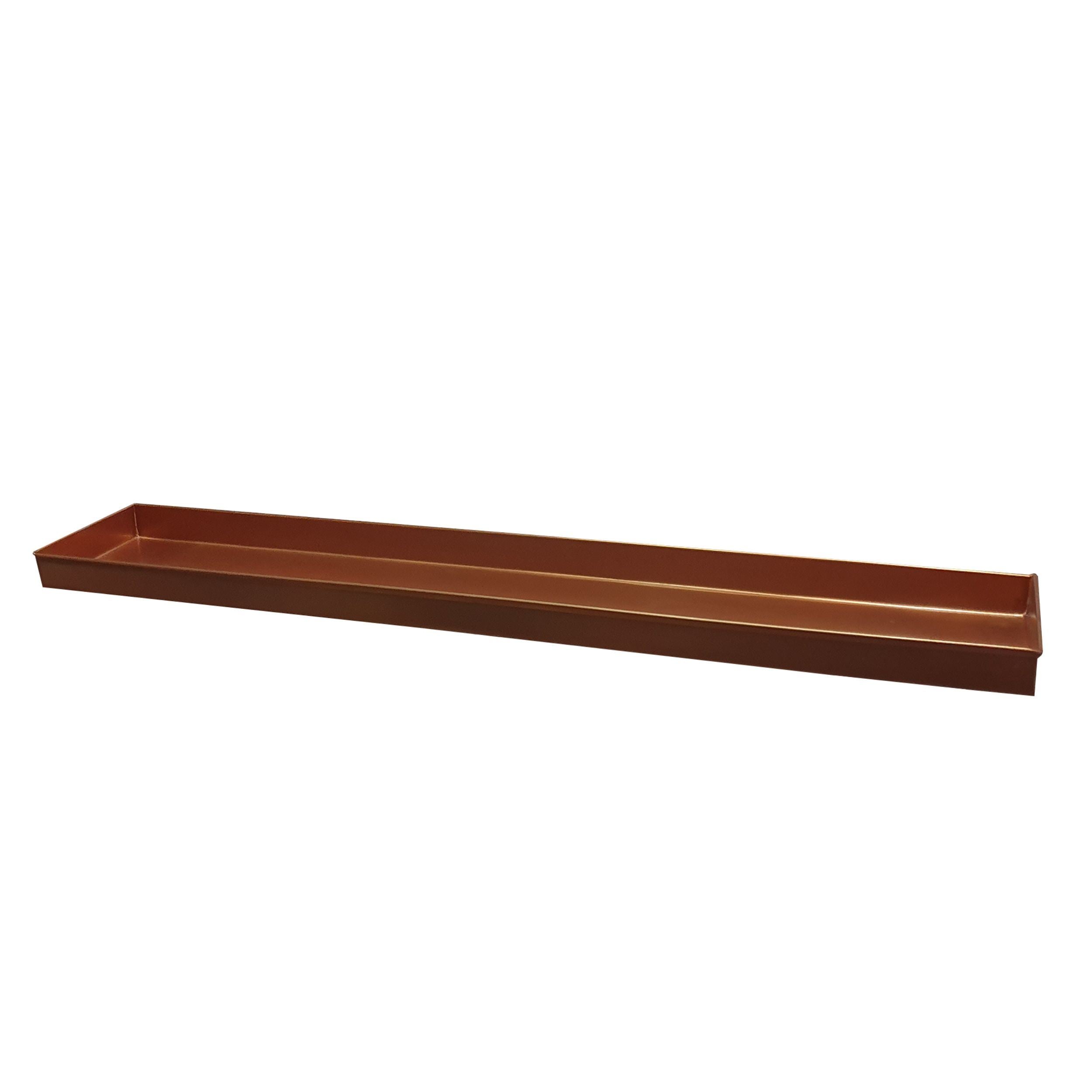 29 Inch Rectangular Metal Windowsill Plant Tray, Trim Edges, Large, Copper