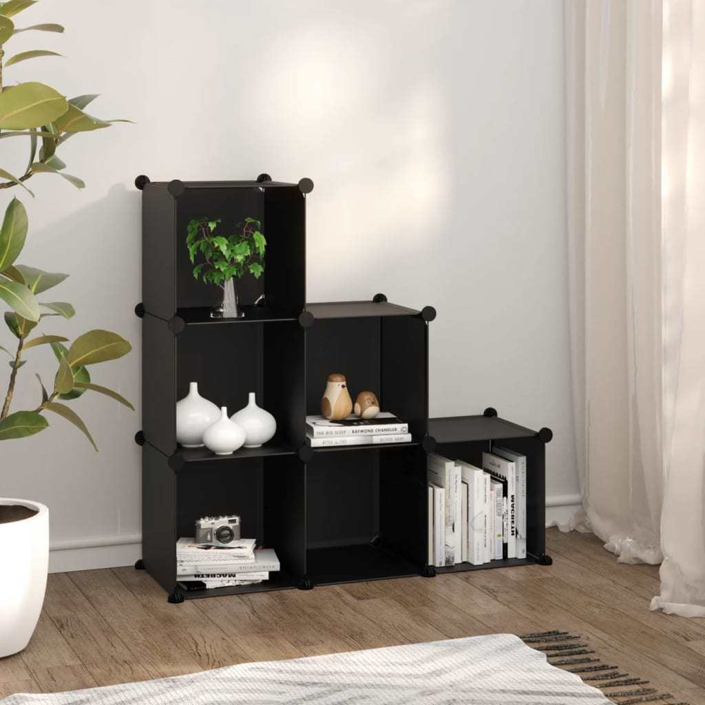 Storage Cube Organizer with 6 Cubes Black PP