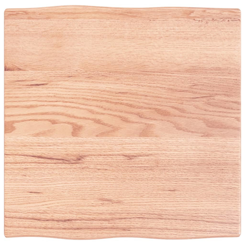 Table Top Light Brown 23.6"x23.6"x0.8" Treated Solid Wood Oak Live Edge