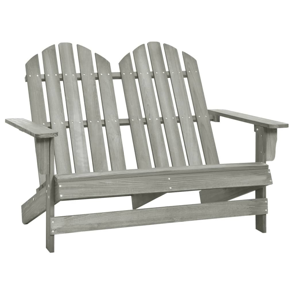 2-Seater Patio Adirondack Chair Solid Wood Fir Gray