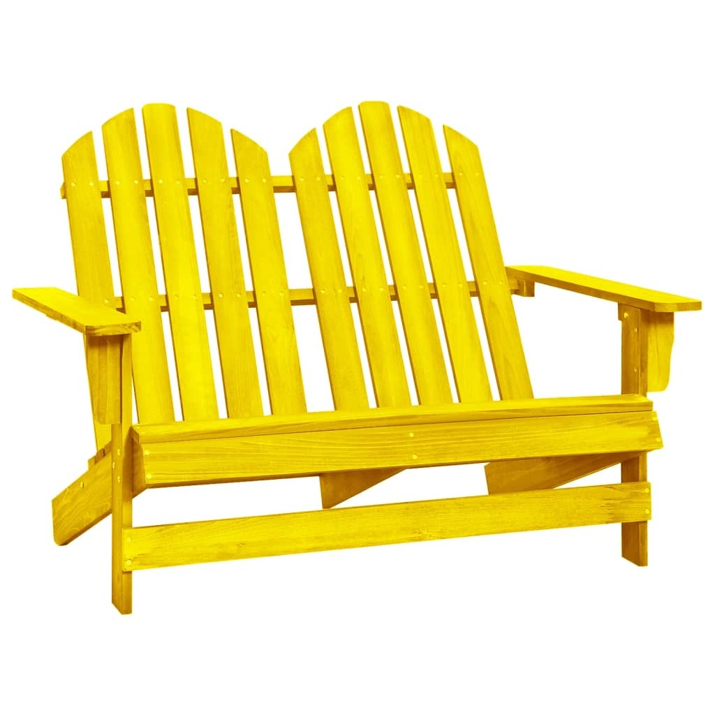 2-Seater Patio Adirondack Chair Solid Wood Fir Yellow