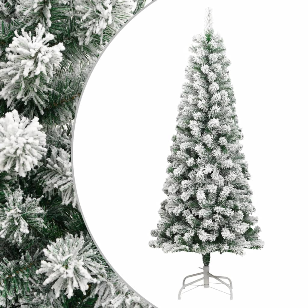 Artificial Hinged Christmas Tree with Flocked Snow 82.7"