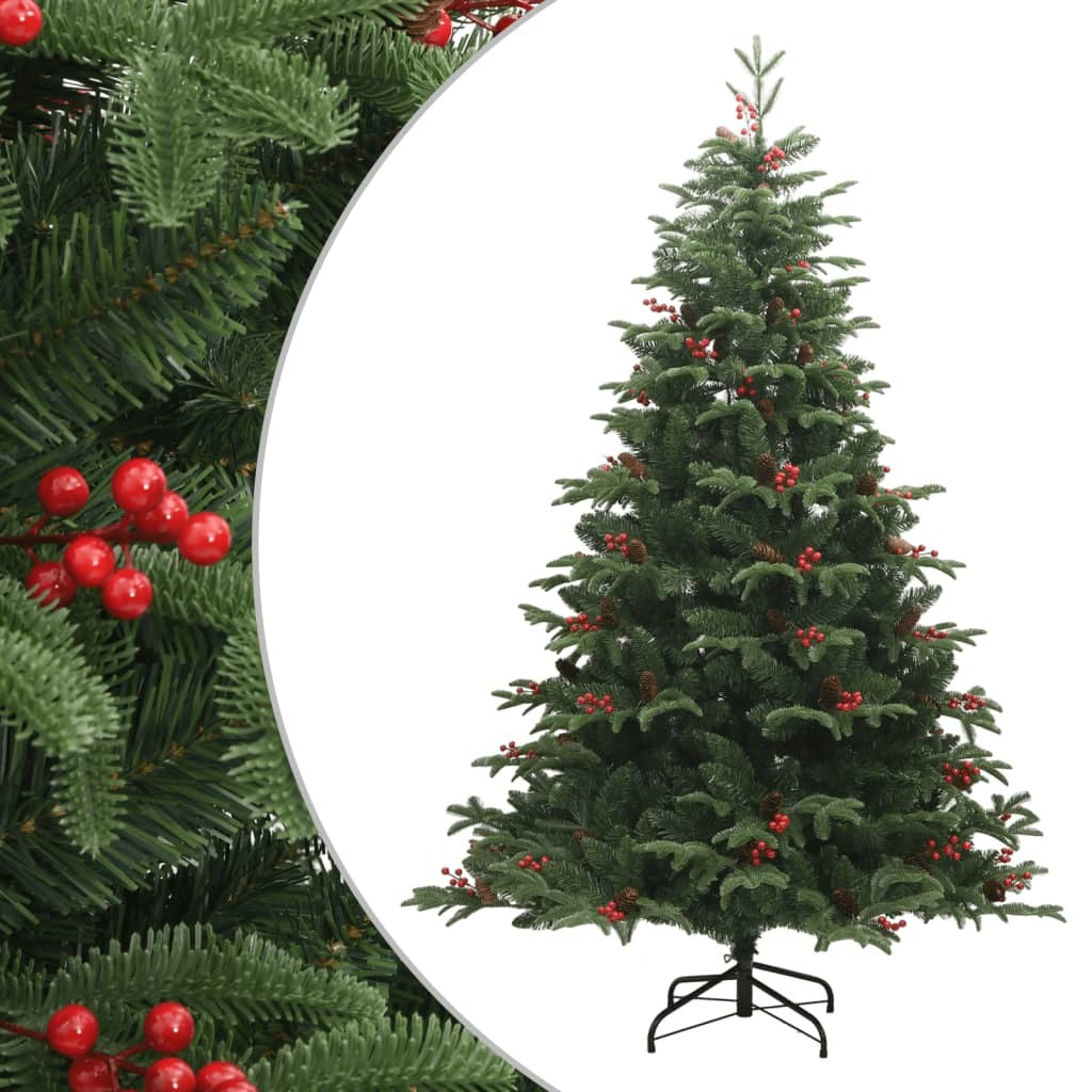 Artificial Hinged Christmas Tree with Cones and Berries 82.7"