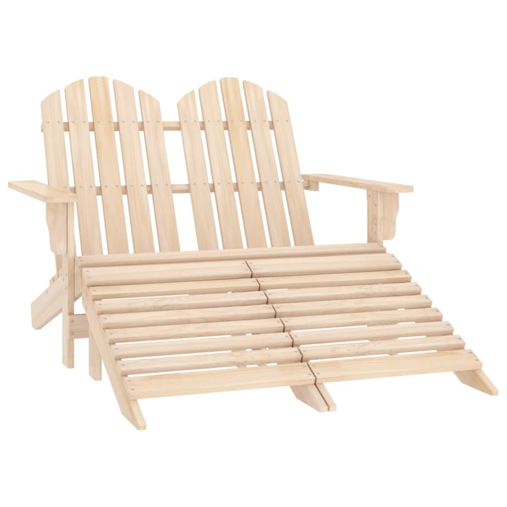 2-Seater Patio Adirondack Chair & Ottoman Fir Wood