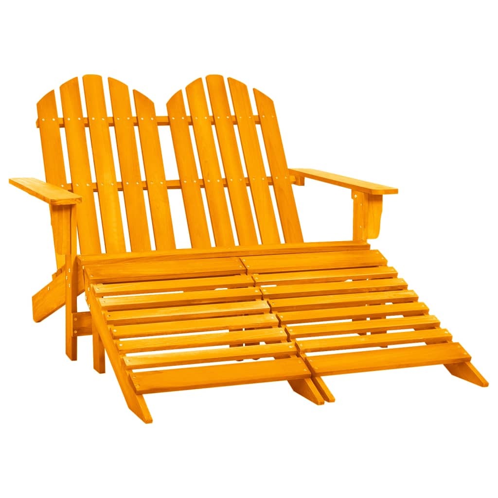 2-Seater Patio Adirondack Chair&Ottoman Fir Wood Orange