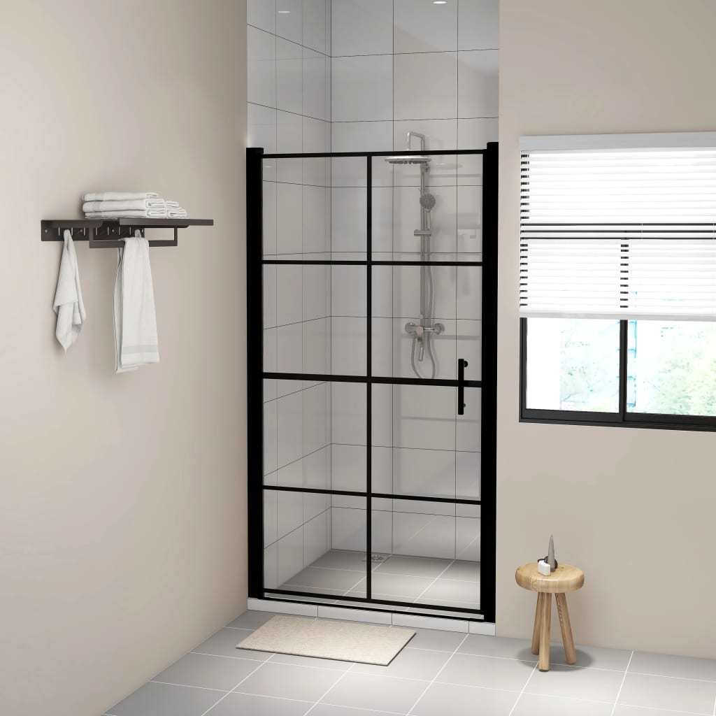 Shower Doors Tempered Glass 39.4"x70.1" Black