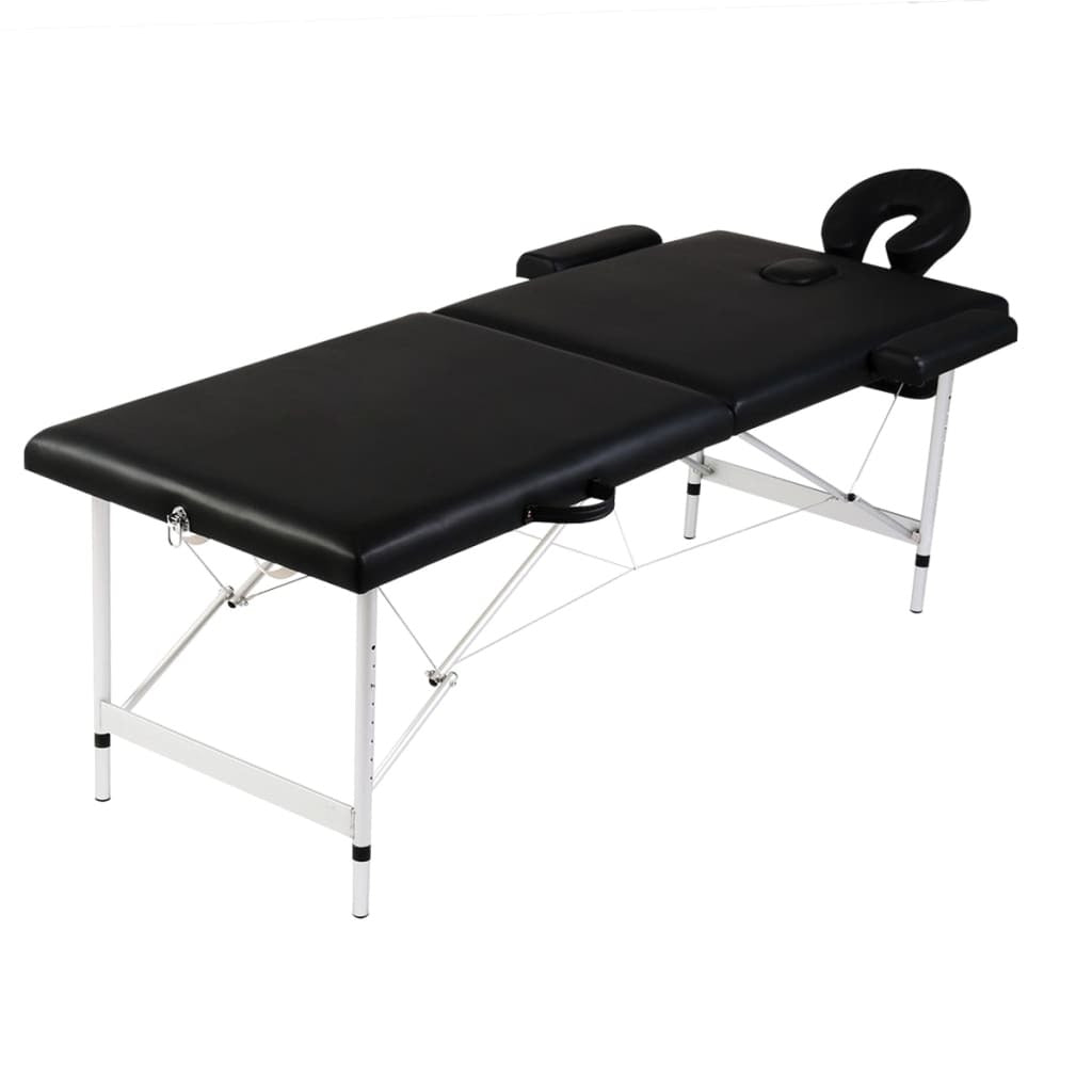 Black Foldable Massage Table 2 Zones with Aluminum Frame