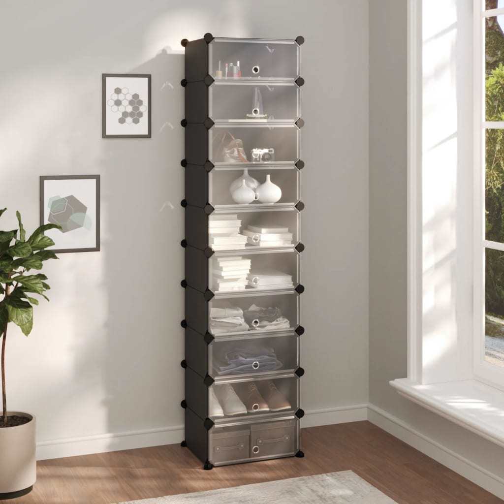 Shoe Rack Black 17.3"x12.6"x68.5" PP