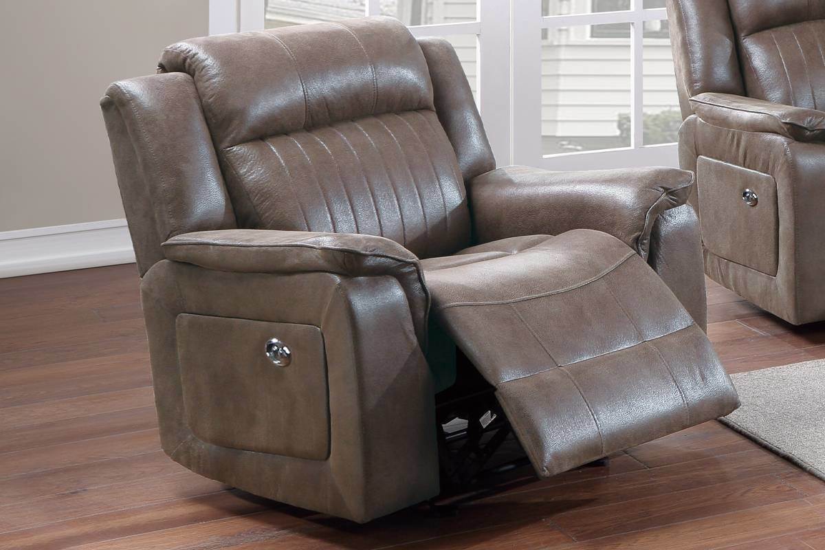 Contemporary Power Motion Glider Recliner Chair 1pc Living Room Furniture Dark Coffee Breathable Leatherette